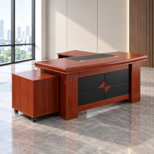 1.4m Mahogany Executive Office Desk with Movable Side Return