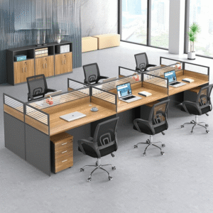 6 way office workstation with mobile drawers
