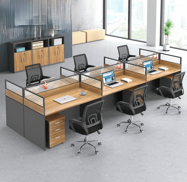 6 way office workstation with mobile drawers