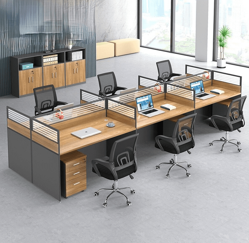 6 way office workstation with mobile drawers