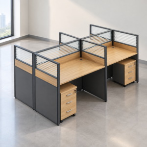 2.4m 4-Way Office Workstation with Drawers