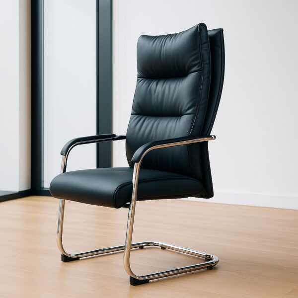 Leather cantilever visitor chair
