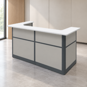 2.0M Modern Office Reception Desk – Grey & Greenish Finish