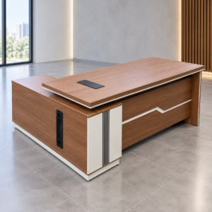 1.8M Modern Executive Office Desk with Side Storage – Wood Finish