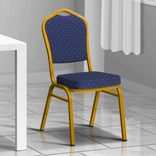 Blue heavy duty banquet chair with steel frame