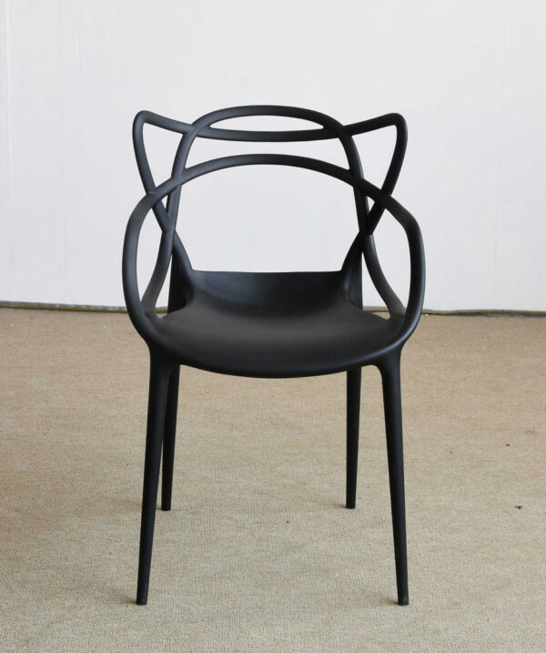 Black plastic bistro arm chair