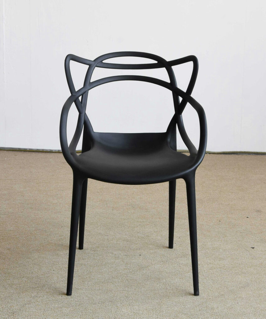 Black plastic bistro arm chair