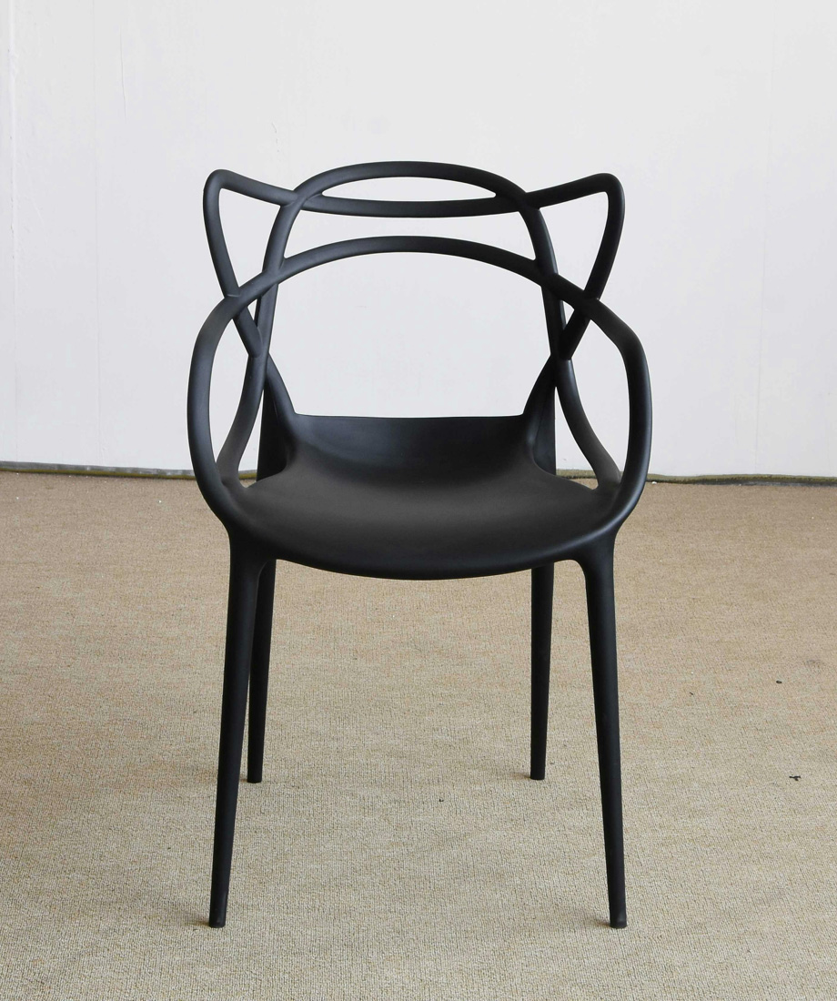 Black plastic bistro arm chair