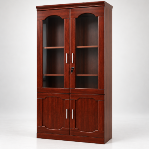 2-Door Wooden Office Filing Cabinet with Glass Display
