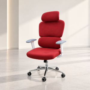 Executive High-Back Ergonomic Fabric Office Chair – Crimson Red